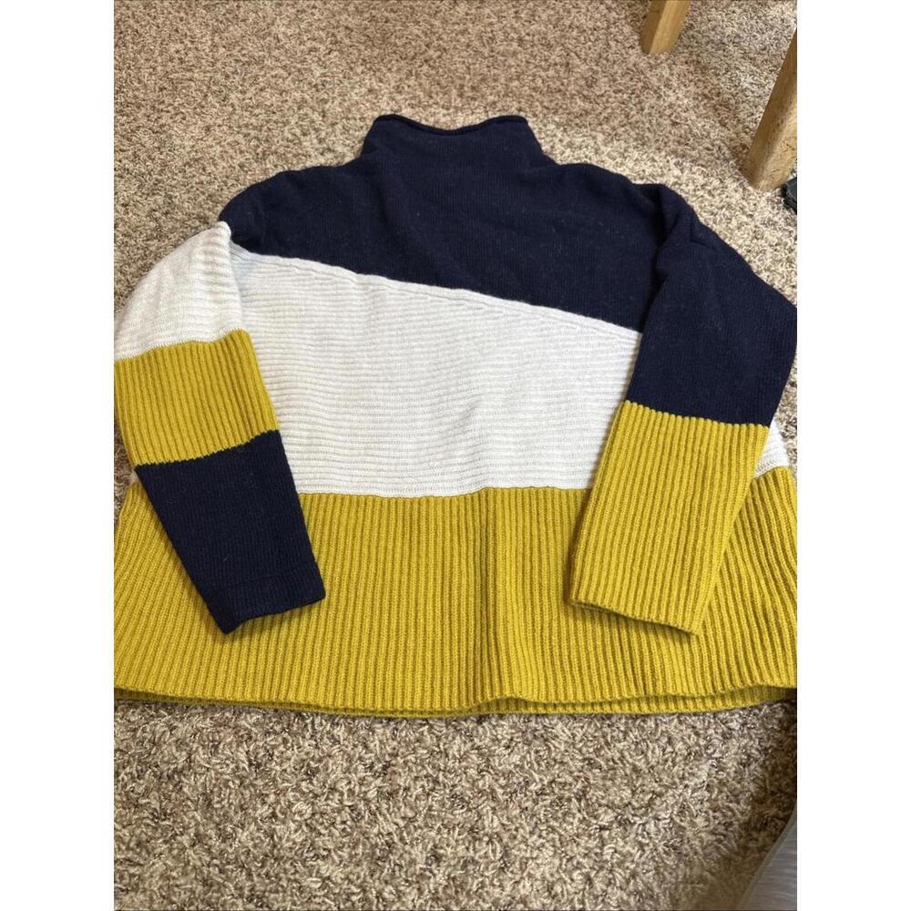 French Connection Patchwork Roll Neck Wool Blend Mock Neck‎ Knit Sweater Size L